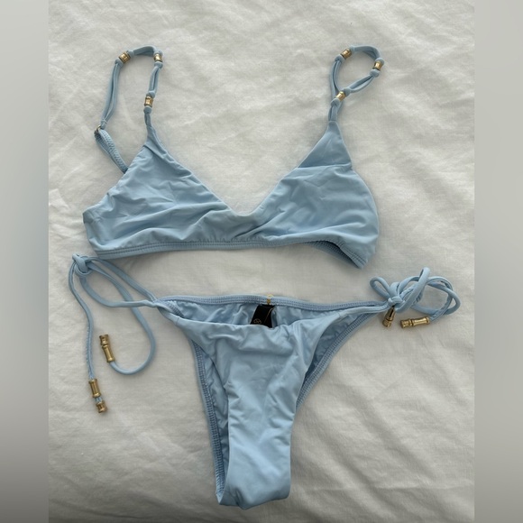 ViX Smoke Blue Luli Shaye Bikini Top & Long Tie Bottom, XS NWT - Picture 6 of 7